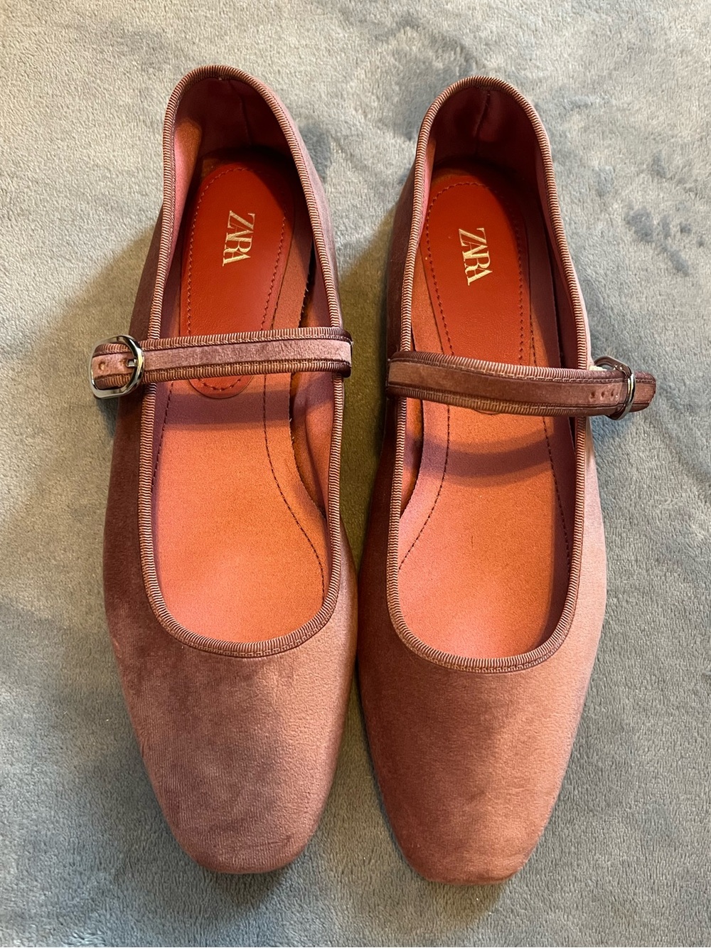 ZARA Rose Brown Mary Jane Flats with Buckle Strap